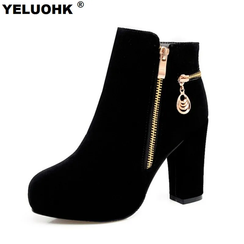 

Large Size Ankle Boots For Women Shoes High Heel Fashion Women High Boots Thick Heel Ladies Shoes Pumps Autumn Boots