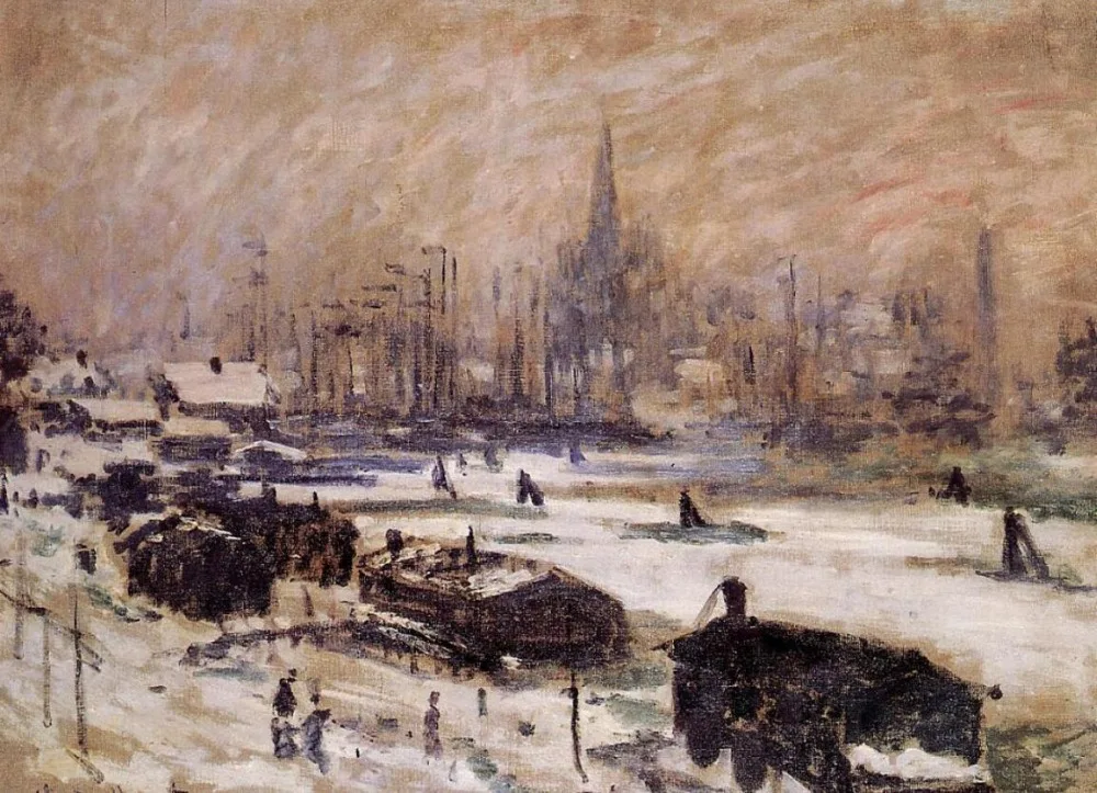 

High quality Oil painting Canvas Reproductions Amsterdam in the Snow (1874) By Claude Monet hand painted