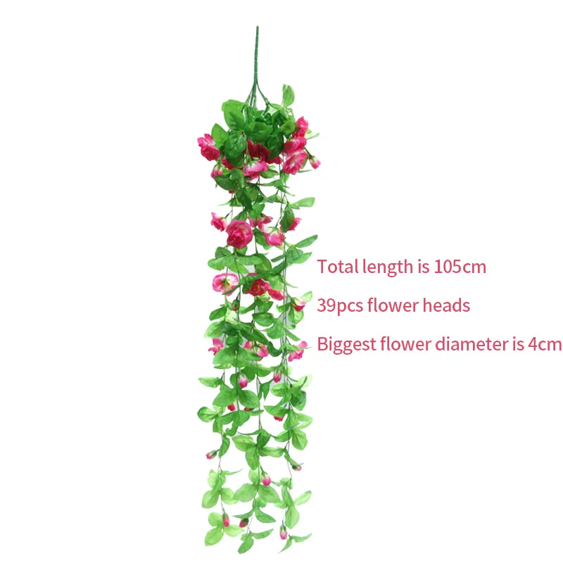 Silk Artificial Flowers With Leaves Silk Wall Hanging Vines fake Flower rose Vine Rattan For Home Balcony Fence Wedding Decor Silk Artificial Flowers With Leaves Silk Wall Hanging Vines fake Flower rose Vine Rattan For Home Balcony Fence Wedding Decor