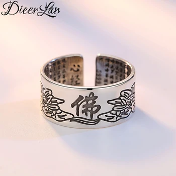 

DIEERLAN Bijoux Fashion Bohemian Antique Letter Rings Vintage Wedding Jewelry 925 Sterling Silver Rings for Women Ladies