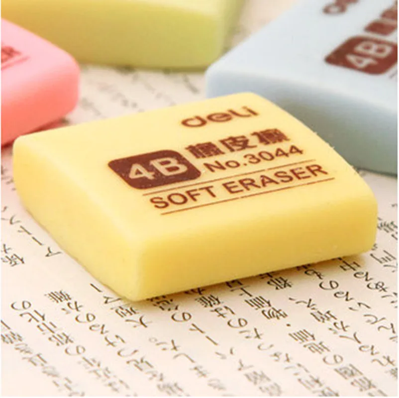 4 Pcs Retail Soft Color Rubber Erasers For Students Square Shaped 4B