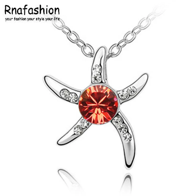 Модное тонкое ожерелье с австрийскими кристаллами Starfish Love из горного хрусталя