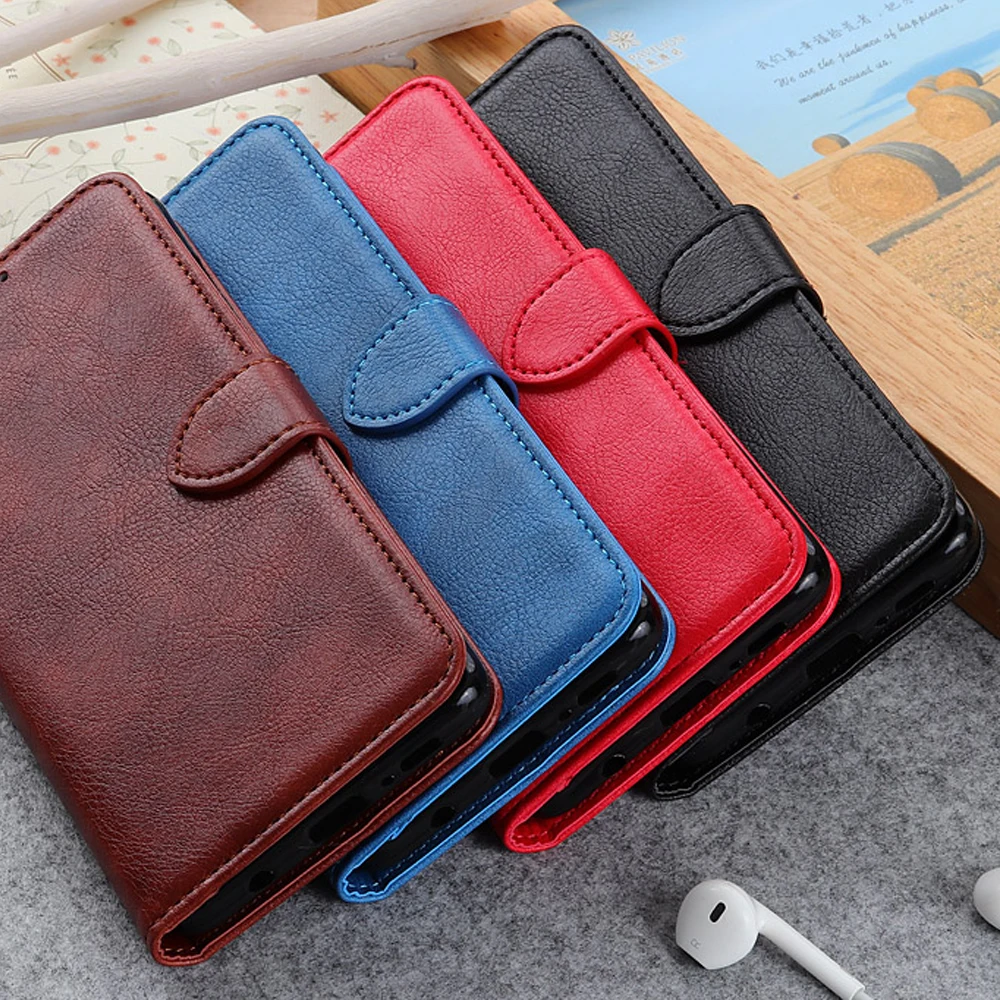 Luxury PU Leather Wallet Case for Huawei Honor 10 Lite Cases Wallet Flip Cover Buckle for Huawei P Smart 2019 Fundas
