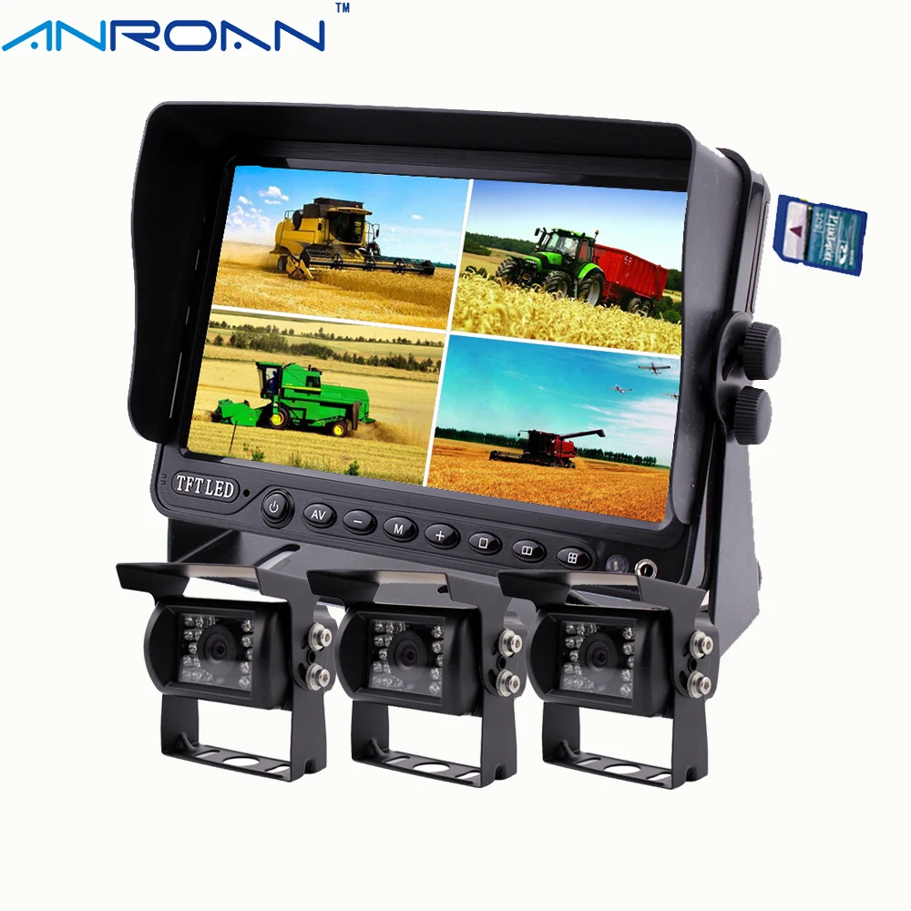 Камера заднего вида 7 &quotDVR Recorder Quad Split Monitor 3 x CCD комплект для камеры грузовиков