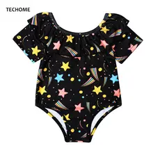 Слитный купальник для малышей; Летний комбинезон с рукавами в виде листьев лотоса; одежда для плавания для девочек; детская водонепроницаемая одежда