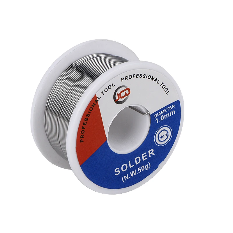 JCD soldering wire 50g 0.6/0.8/1.0/1.2/1.5 MM 60/40 FLUX 2.0% 45FT Tin Lead Tin Wire Melt Rosin Core Solder Soldering Wire Roll