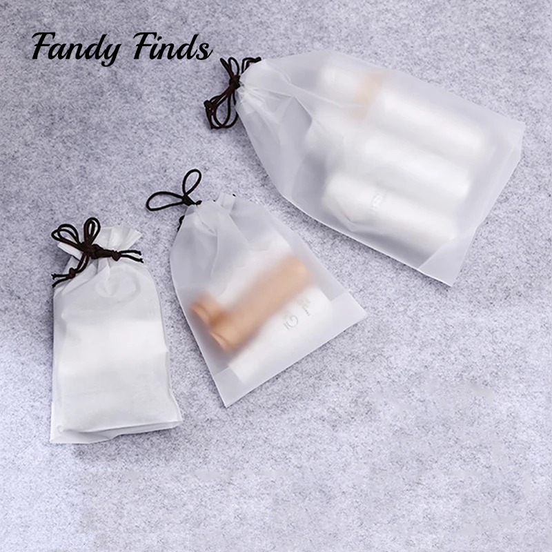 Three Sizes Dull Polish Transparent Travel Makeup Recycle Storage Bag Drawstring Thicken Dustproof Protable Sundries Buggy