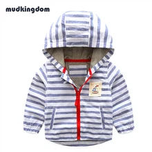 Mudkingdom Boys Striped Hoodies Kids Boys Clothes Boys Zipper Hooded Jackets Sweatshirts Coats Baby Outwear