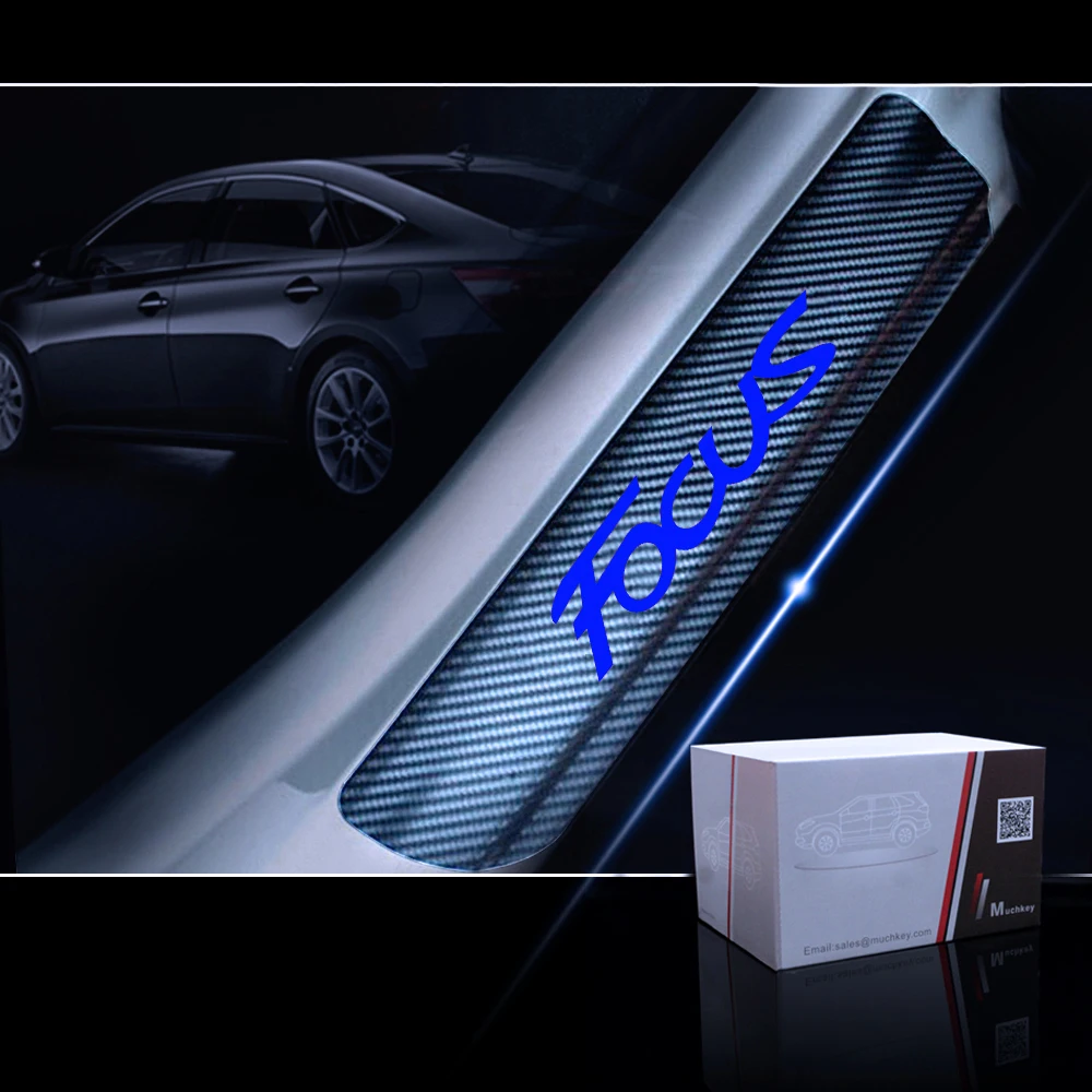 Для Ford FOCUS защита порога Светоотражающая 4D Наклейка из углеродного волокна Защита порога 4 шт. красный
