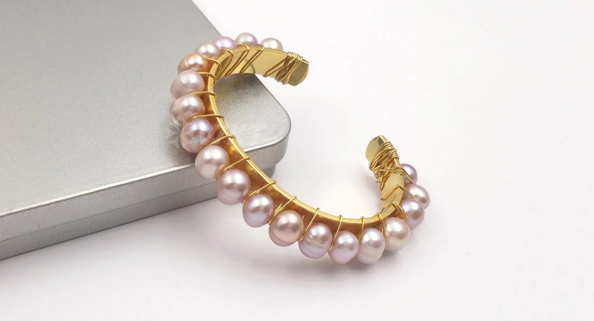 WT-B474 WKT New Arrivals Natural Pearl Handmade Bracelet With Metal Dipped Women Fashion Bracelet Jewelry