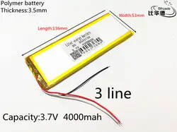 3 линии Бесплатная доставка 4000 мА/ч, 3,7 V 3553136 полимерный литий-ионный Батарея Замена Батарея для MP3 MP4