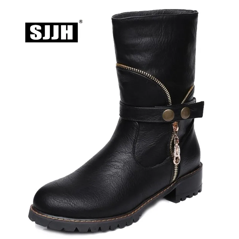 Sjjh Martin Chaussures Cuir Grande Casual Noir gris Q140 Femmes Rond Chunky Court Avec Bout Confort Mode Cheville Bottes Souple En Taille Talons orange Nn0wk8OPXZ