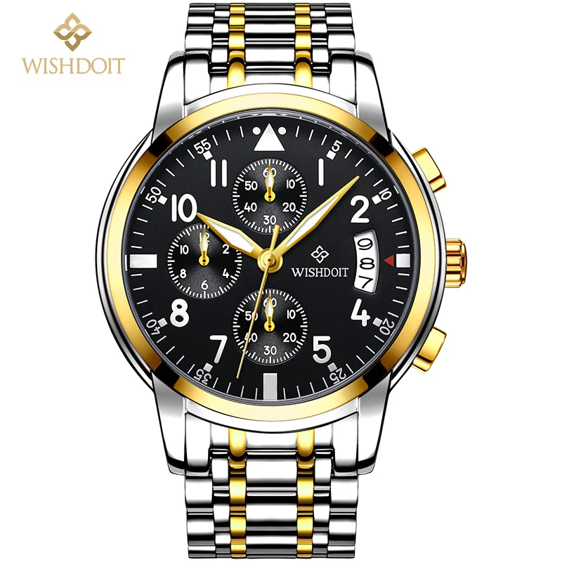 

WISHDOIT Fashion Watches Men Luxury Brand Full Steel Quartz Watch Man Military Sport Wristwatch Male Clock Relogio Masculino