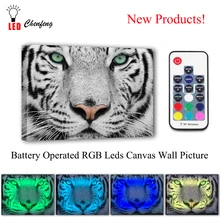RGB Led холст настенные декоративные белый тигр лицо животные