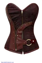 new arrival 2015 sexy women chest binder Brown Brocade Steampunk Corset LC5313 on sale Free shipping