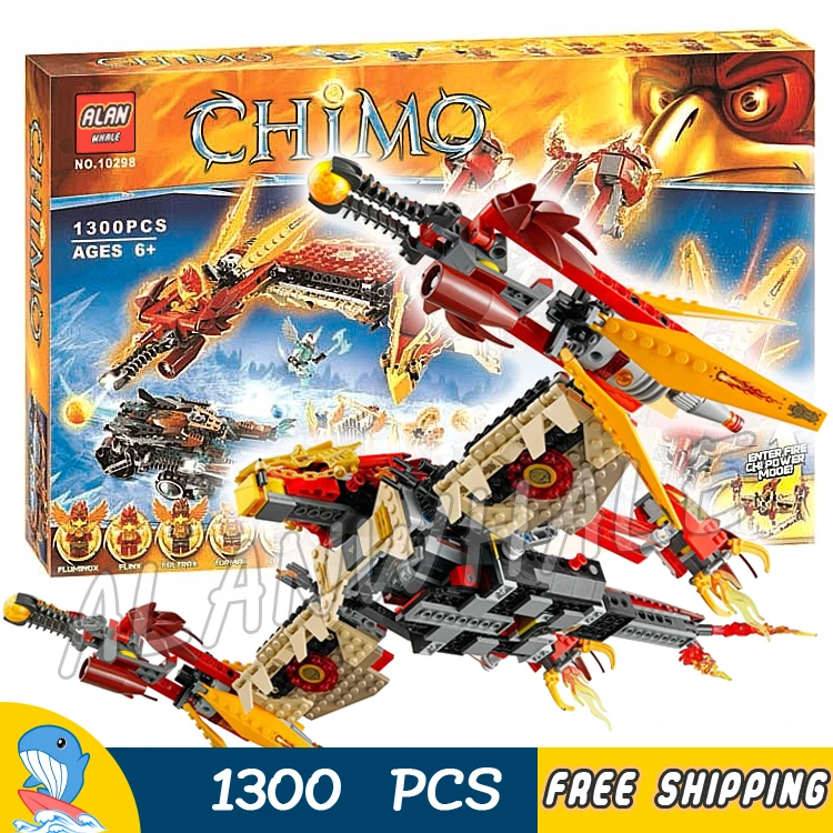 

1300pcs Flying Phoenix Fighter Fire Temple Base Saber-tooth Vehicle 10298 Model Building Blocks Toys Bricks Compatible with Lego