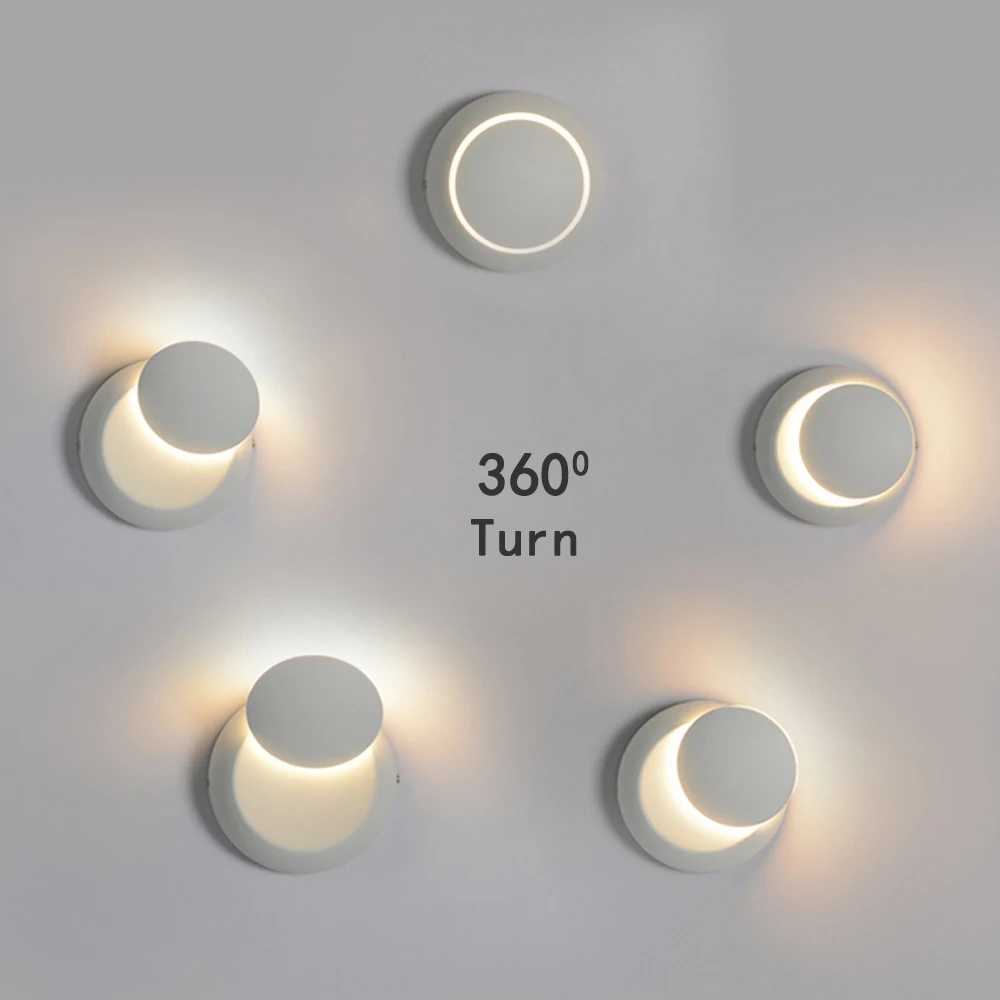 

Simple and creative l modern bedside lamp bedroom living room staircase aisle LED round crescent wall lamp AC110-240V