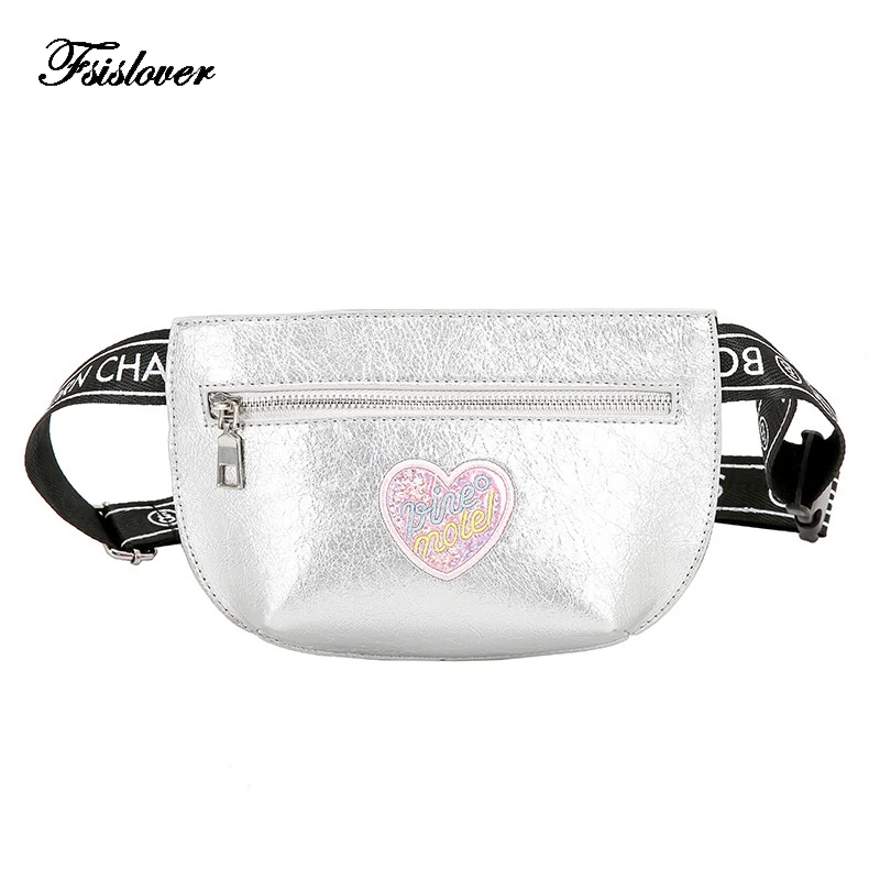 

FSISLOVER 2018 New PU leather Ladies Heart-shaped embroidery Waist Bag Women Waist Fanny Packs Belt Crossbody Bags Chest Handbag