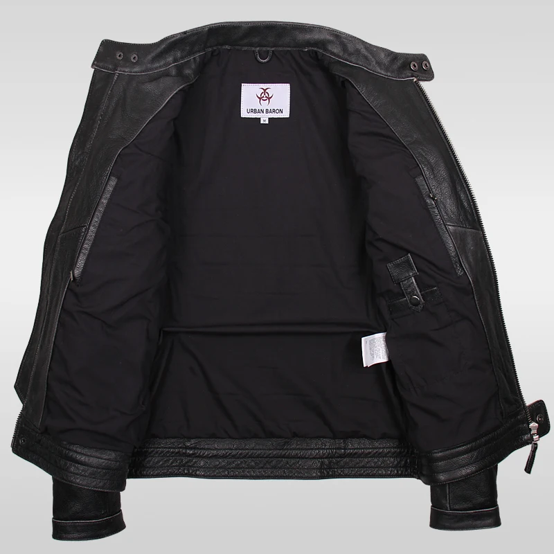 Great Value Vintage genuine cowhide leather clothing male stand collar slim outerwear for harley motorcycle biker jacket 