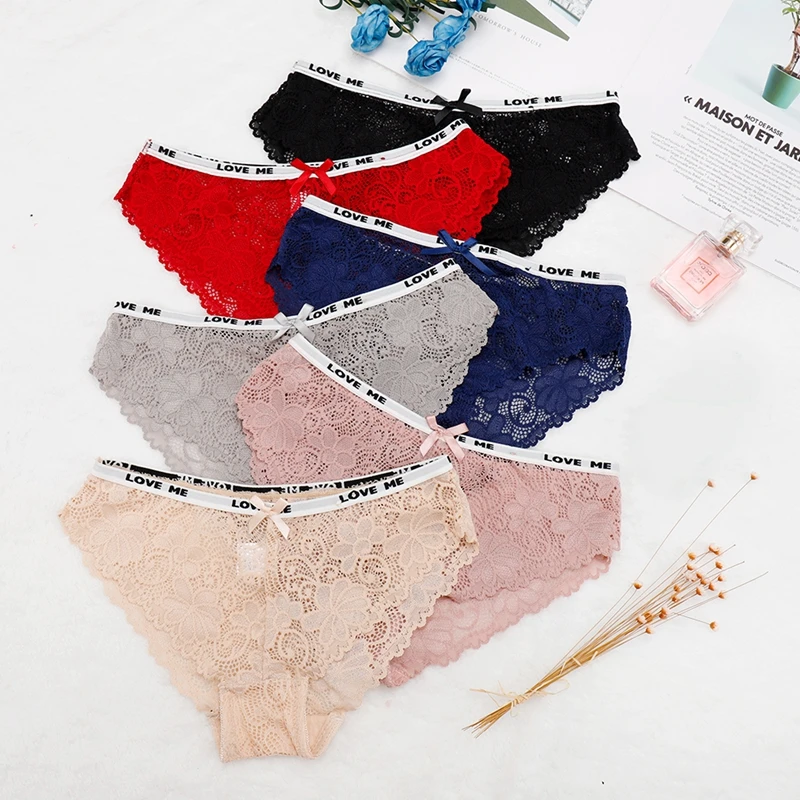 Sexy Lace Panties Women Fashion Cozy Lingerie Tempting Pretty Briefs High Quality Cotton Low Waist Cute Women Underwear W0053