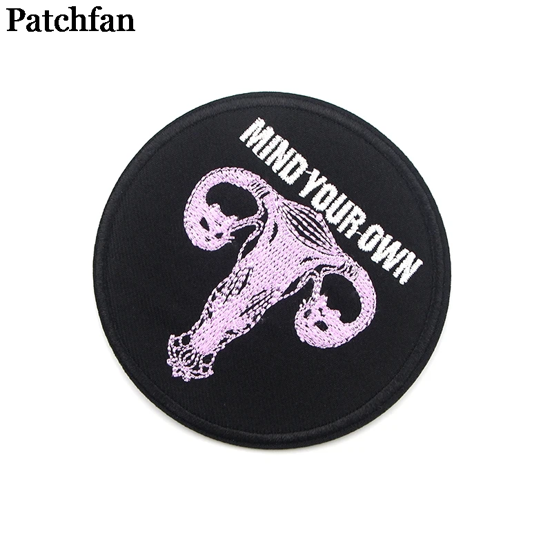 Patchfan Feminist uterus имейте в виду свой собственный DIY Вышивка для аппликации, шитья утюгом на одежде Рюкзак украшения наклейки значки A2229