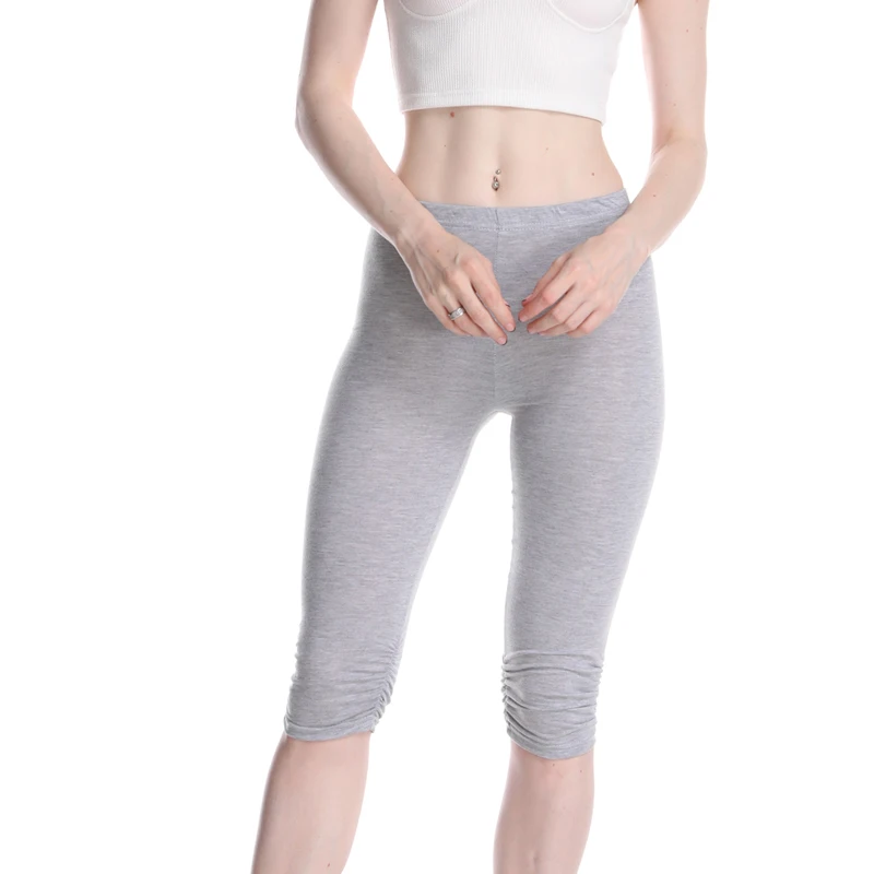 

Capri Leggings High Waist Knee-Length Casual Skinny Gym Fitness Women Summer Leggings 2019 Solid Big Size