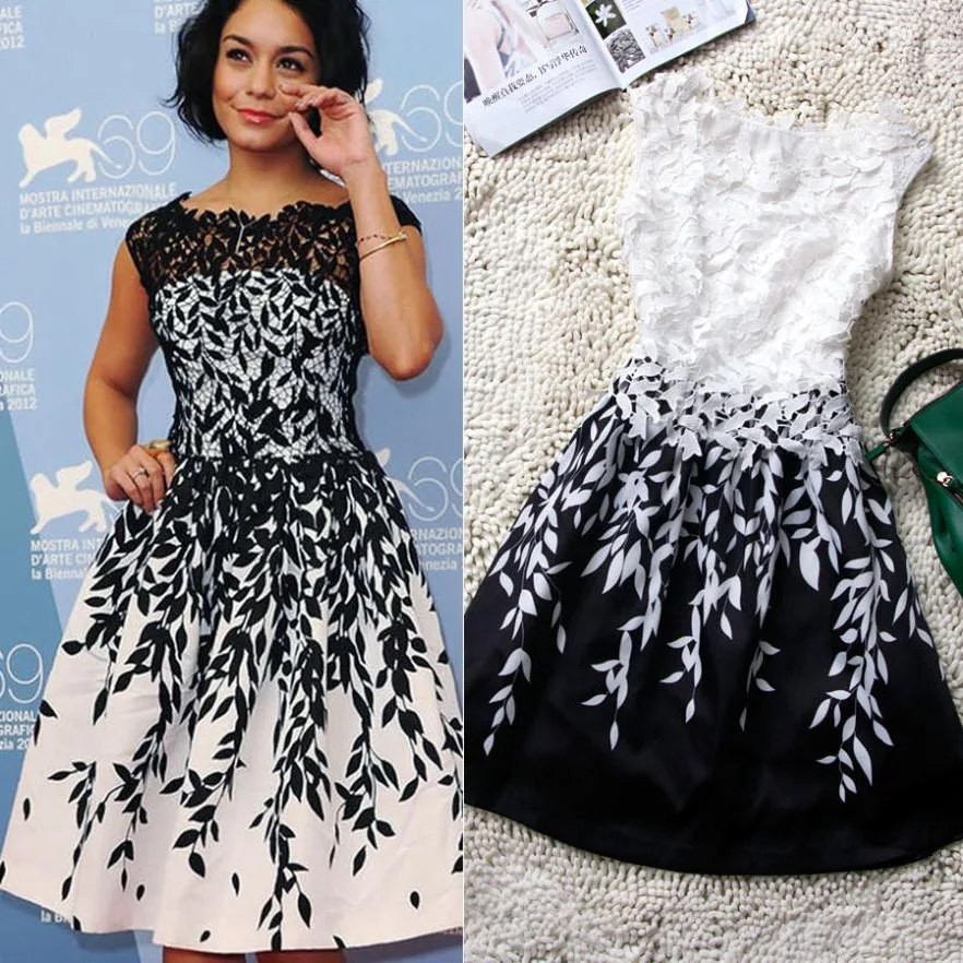 Black White Embroidery Lace Dress Women Summer Dress Sleeveless Fashion  Print Cocktail Party Dresses Vestidos - Dresses - AliExpress