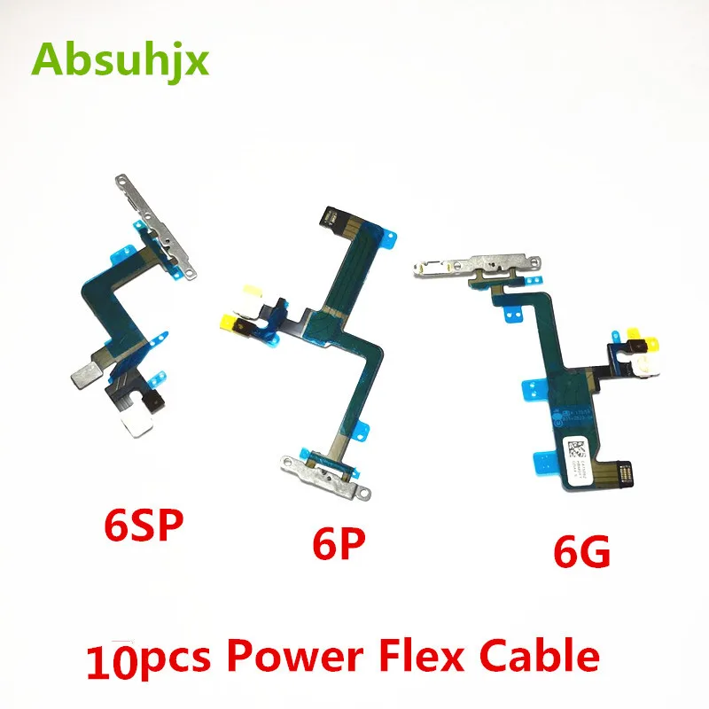 

Absuhjx 10pcs Power Flex Cable for iPhone 6 6S Plus 5.5'' 6P 6Splus Flash Light Switch On Off Button Wth Metal Bracket Parts
