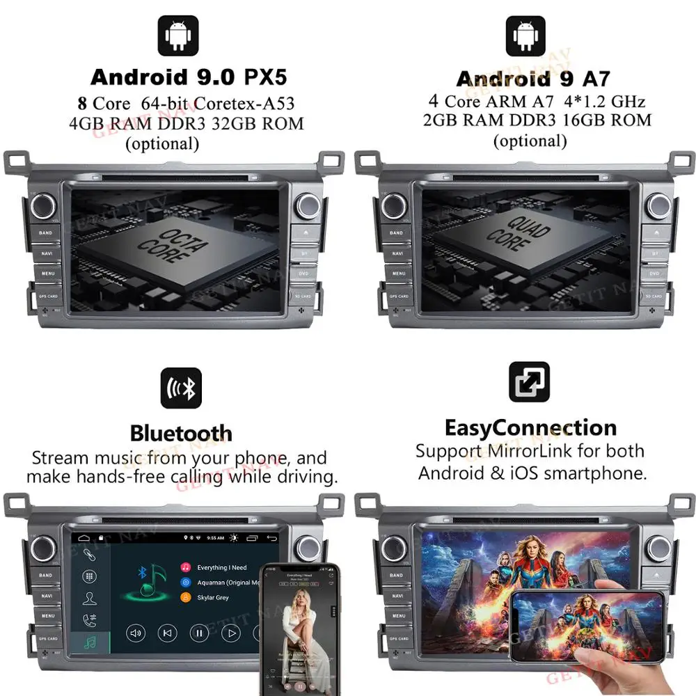 Sale Android 9 car multimedia dvd player GPS for Toyota RAV4 Rav 4 2013 2014 2015 2016 2017 2018 car radio Stereo OBD2 DSP IPS 2 Din 1