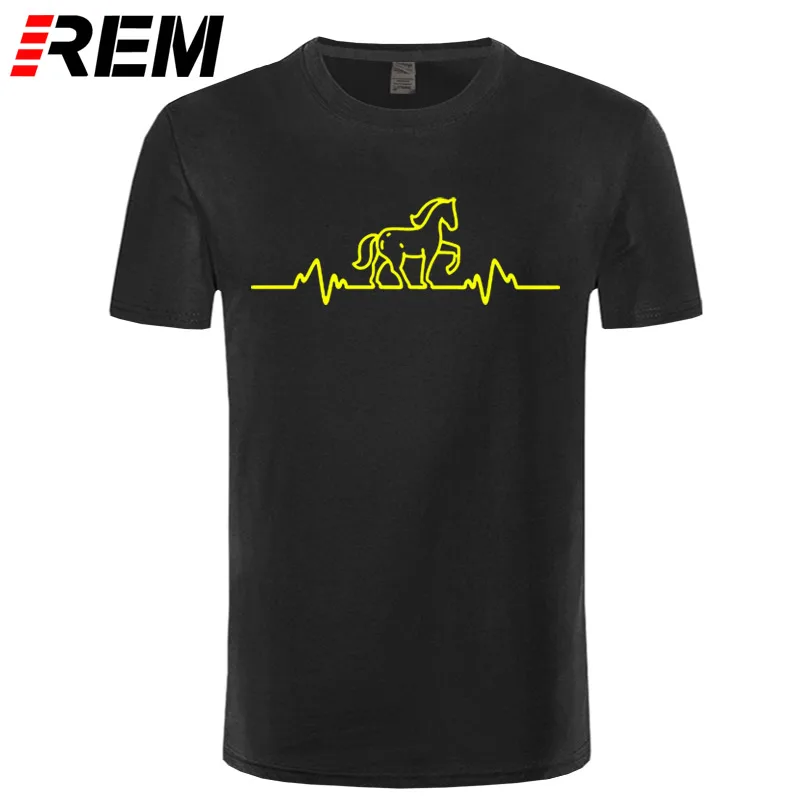 

REM Horse Pulse Heartbeat MENS FITTED T-SHIRT Mothers Day Saddle Gift Present Brand Clothing Harajuku T Shirt Top Tee