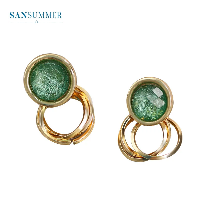 

Sansummer 2019 New Style Hot Fashion Round Green Rhinestone Bohemia Party Drop Earrings For Women Ethnic Style Jewelry 5148
