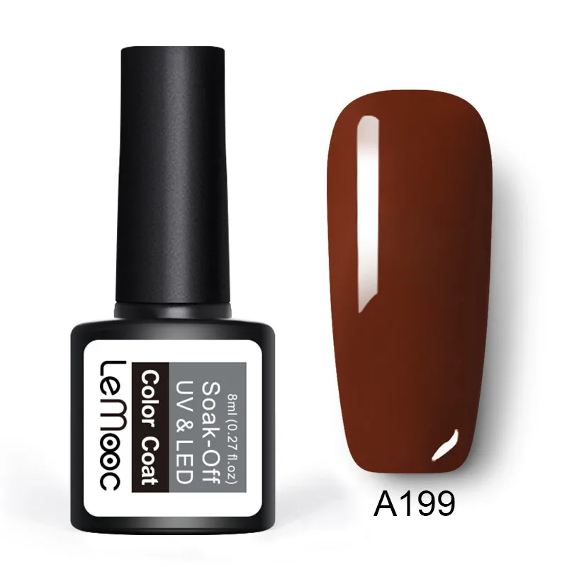 LEMOOC 8 мл коричневый серии гель лак для ногтей полу Перманентный замочить от УФ/светодио дный гель для ногтей чистый цвет дизайн ногтей лак 24 цвета - Цвет: A199