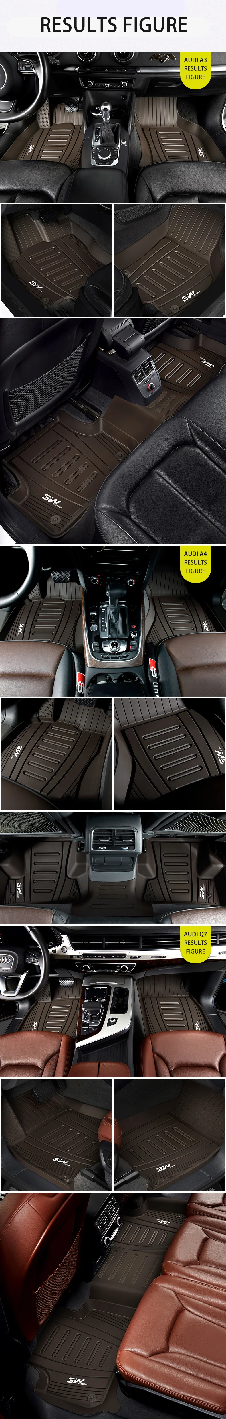 Автомобильные коврики для Audi A3/Q3/Q5/Q7 с 3 Вт индивидуальные специальные резиновые tpe, черный