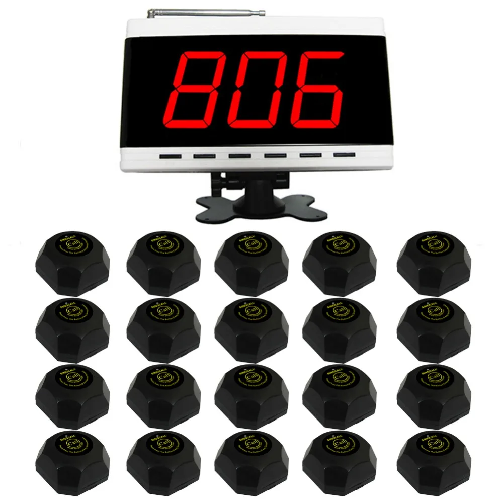 

SINGCALL wireless pager system, food ordering system,paging service,1 display and 20pcs  free call buttons,