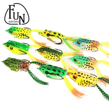 FunSeries 3Pcs/Lot Colorful Artificial Frog Fishing Crank Lures Soft Swim bait Minnow Bait Frog Fishing Lure Fishing Tackle