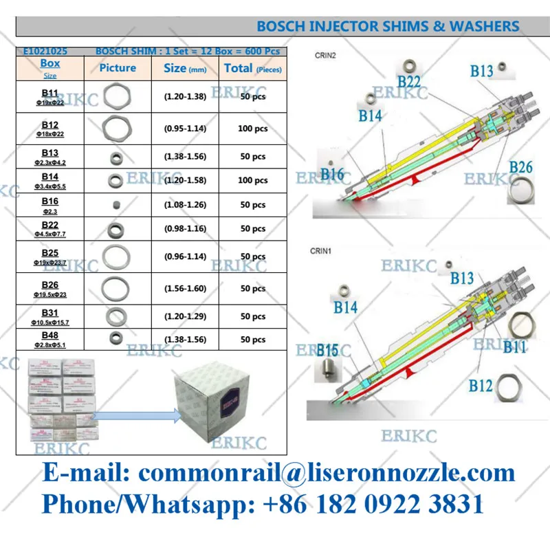 ERIKC инжектор отрегулировать прокладки 1000 шт. B11 B12 B13 B14 B16 B22 B25 B26 B31 B48 B21 B23 B24 B27 дизель прокладка комплект шайба для Bosch