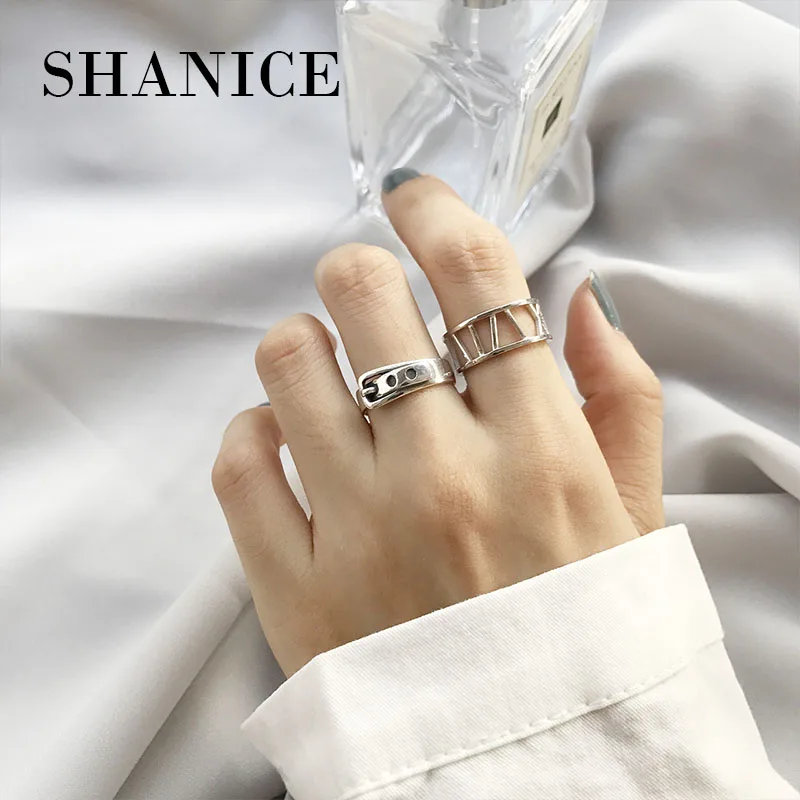 

SHANICE 100% 925 Sterling Silver Open Ring Vintage Do The Old Belt Rings for Women Accessories Wedding Jewelry Birthday Gift