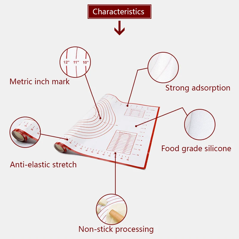 2 шт. силиконовые коврики для выпечки с антипригарным покрытием Rolling масштаба коврик изготовитель коржей для пиццы коврик для выпечки Кухня жаропрочная посуда, Кулинария Инструменты аксессуар