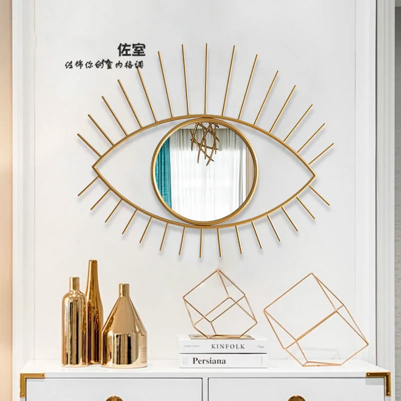 

Nordic Ins Eye Iron Art Mirror Decoration Creative Home Living Room Genuine Wall Decoration Mirror Golden