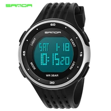 Sanda, военные мужские часы, цифровые, спортивные, мужские наручные часы, светодиодный, электронные часы, водонепроницаемые, армейские, с резинкой, relogio masculino