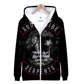 

Hot Sale 3D Riverdale Zipper Hoodies Sweatshirt Hot American drama Cool Fashion Popular Unisex Kpop Winter/Autumn Zippers
