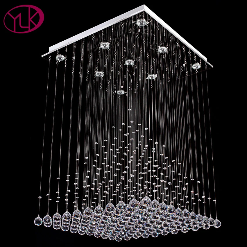 

Youlaike Modern Crystal ChandelierFor Living Room Square Flush Mount Chandeliers Lighting Dining Room LED Lustre Cristal