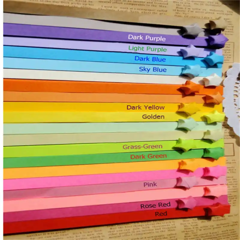 11 色手芸折り紙ラッキースター紙ストリップ紙折り紙虹色の紙の星紙の装飾 Paper Star Lantern Pattern Paper Trickspaper Vinyl Aliexpress