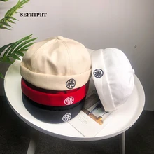 Новинка, складывающаяся Кепка с черепом, винтажная одноцветная Морячка, арбузная шляпа, Мужская Панама, кепка без полей, регулируемая хлопковая кепка для женщин