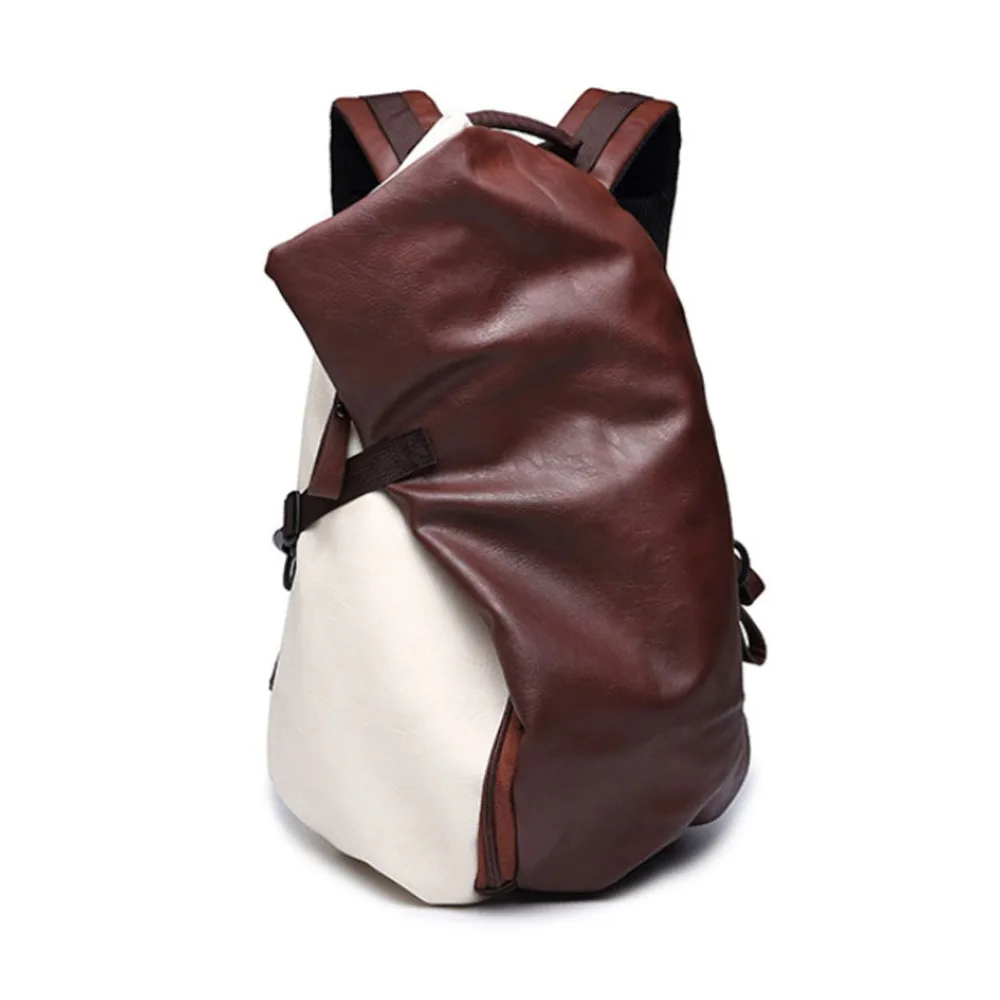 New Men PU Leather Shoulders Backpack Rucksack Bag Trend Fashion Casual Travel Laptop School Bag