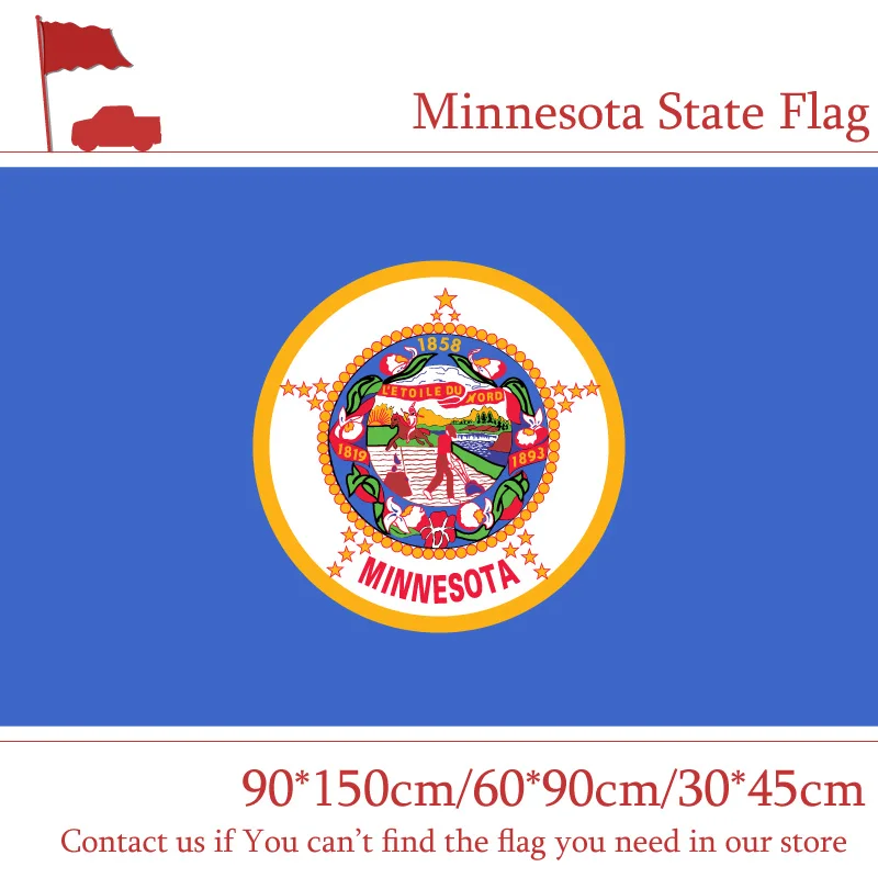 

Free shipping 3X5FT Digital Printing 90*150cm 60*90cm Minnesota State Flag Decorative 30*45cm Car Flag Gear USA State Flag