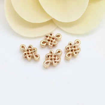 

6PCS 7x11MM 24K Champagne Gold Color Plated Brass Chinese Knot Spacer Beads High Quality Diy Jewelry Accessories