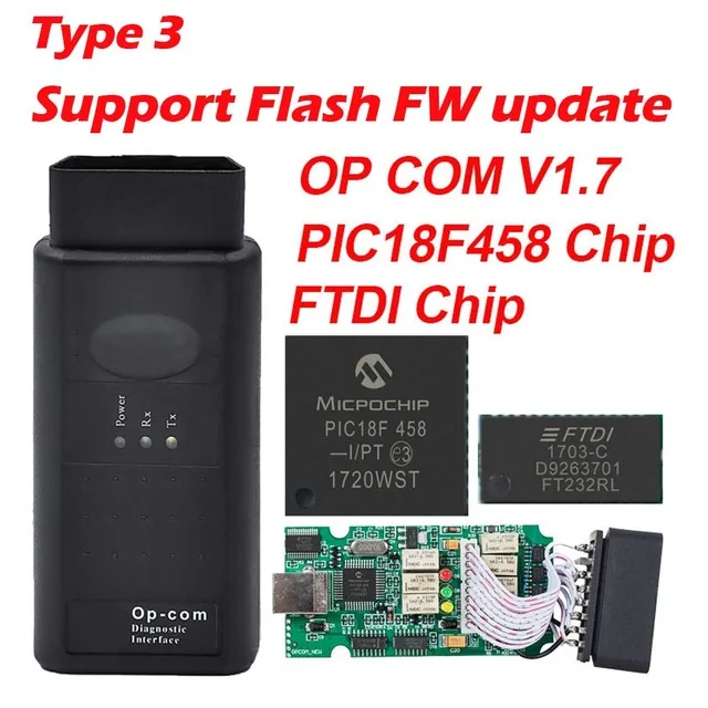 Op-com V1.65 V1.78 V1.99 с PIC18F458 FTDI op com OBD2 автоматический диагностический инструмент для Opel OPCOM шина сети локальных контроллеров V1.7 может быть обновление вспышки - Цвет: Type3 V1.7