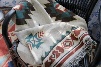 American rural style geometric Indian stylish ethnic Bohemia sofa bed Blanket Throw Rug 100% cotton Kilim Turkish picnic carpet 1