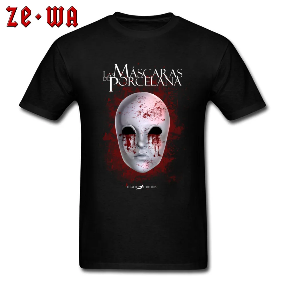 Las mscaras de porcelana T Shirts Short Sleeve Casual Brand Men Summer T Shirt Casual Tees Round Neck Cotton Free Shipping Las mscaras de porcelana black